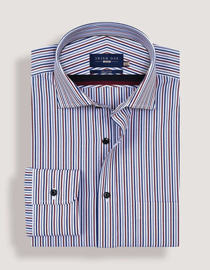 Maroon und Weiß Gestreiftes Hemd für Herren - Baumwolle, Smart Casual Stil - Brian Oak - 4