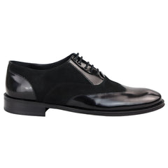 Men's Oxford Shoes Shinny Suede Black Leather