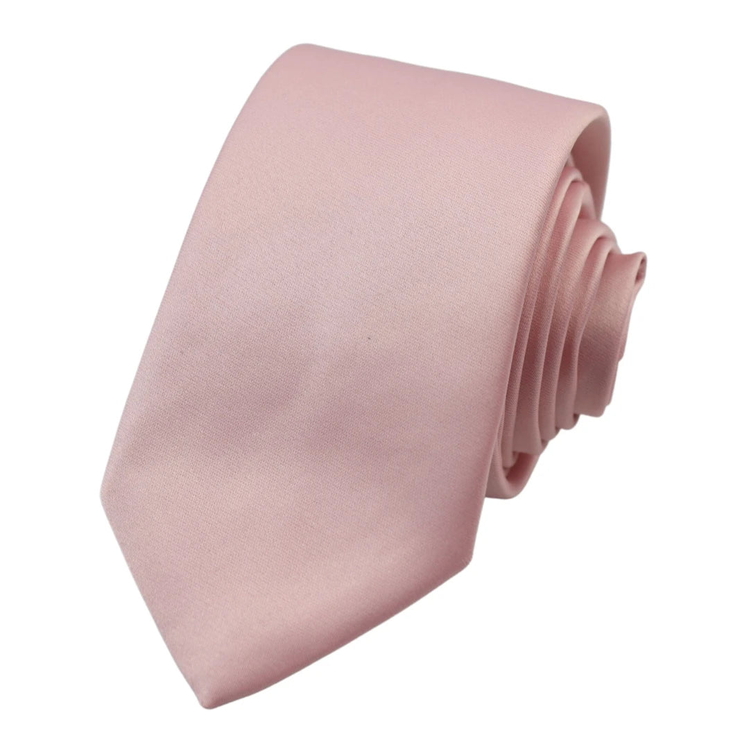 Men's Tie & Hankie Handkerchief Pocket Square Neck Tie Satin Silk Light Dusty Pink Peach