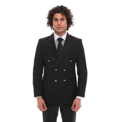 RB2201 - Men's Black Double Breasted Dinner Suit 4 Button Classic Tuxedo Tux