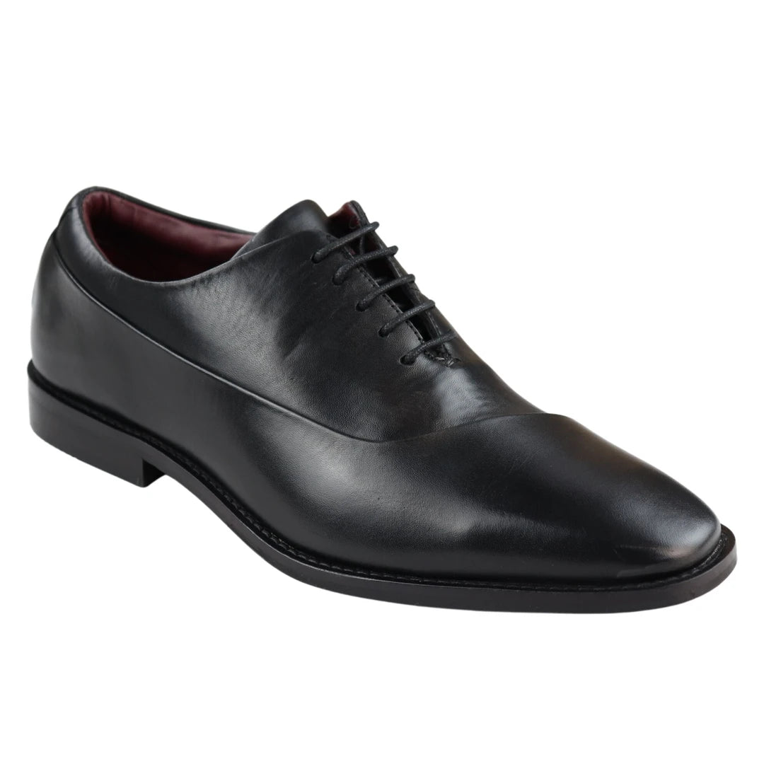 Chaussures richelieu derby pour homme en cuir véritable style habillé classique en noir ou marron