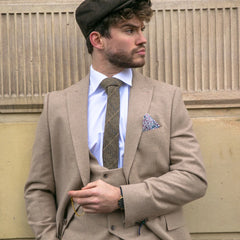 Men' 3 Piece Suit Tan Brown Double Breasted