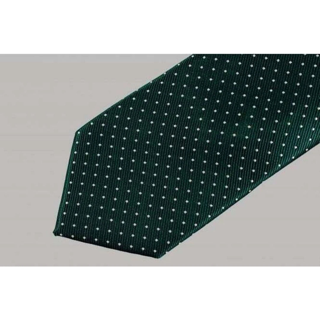 Cravate pochette et broche pour homme en tissu satiné uni ou à motif à pois