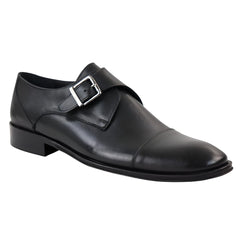 Chaussures Monk pour homme boucle latérale cuir véritable noir style habillé chic