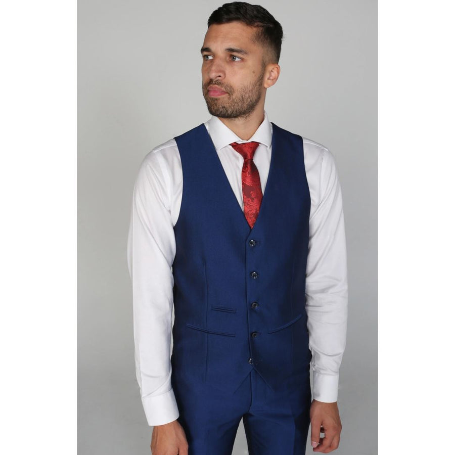 Kingsley - Men's Plain Blue Waistcoat-TruClothing