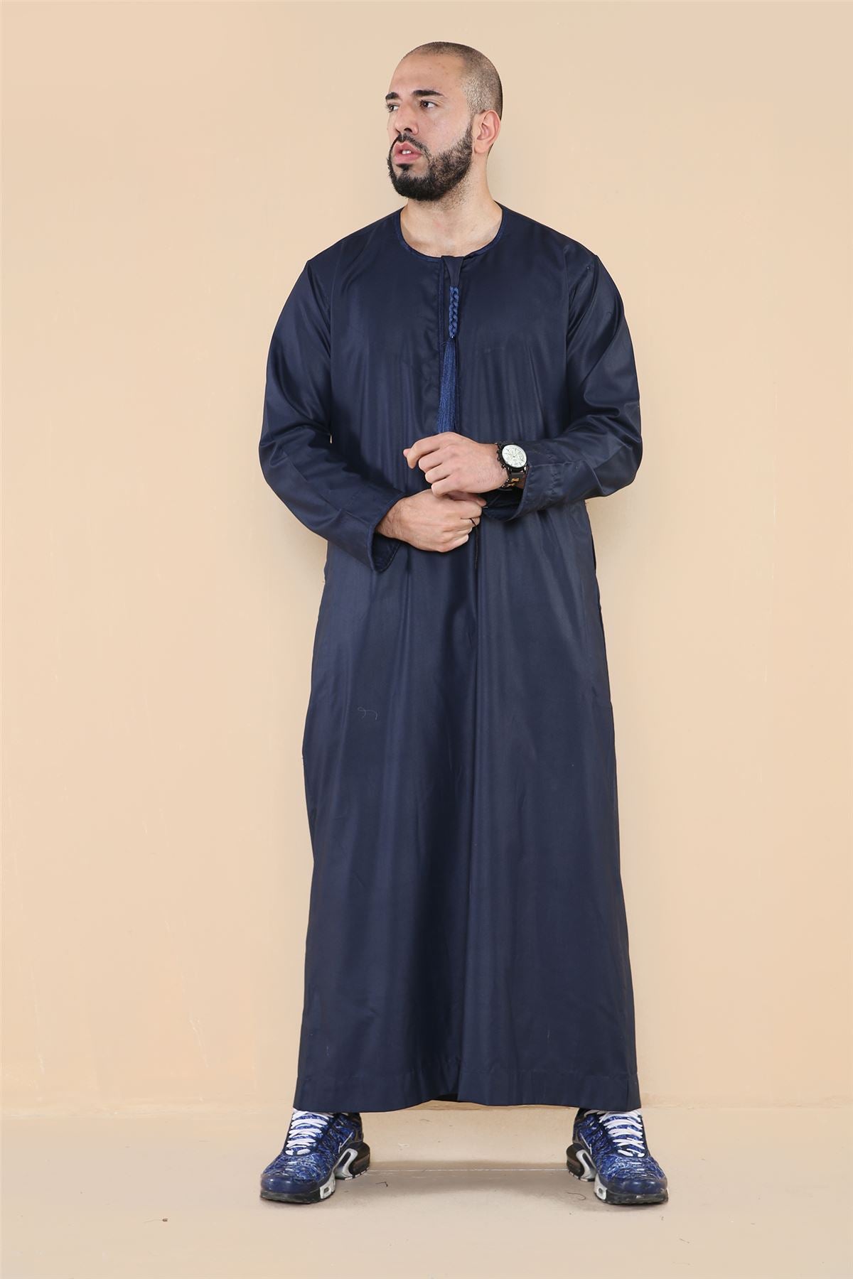 Mens Thobe Jubba Islamic Clothing Muslim Kaftan Emirati Omani Robe Satin  Shiny