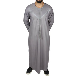 Men's Thobe Jubba String Tassel Emirati Omani Kaftan-TruClothing