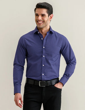 Chemise motif bambou bleu égyptien homme - Brian Oak - 2