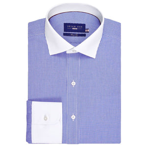 Chemise à carreaux bleu ciel ajustée homme coton - Brian Oak - 1
