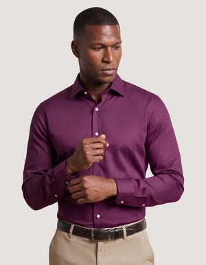 Camicia da uomo satin prugna elegante - Brian Oak - 2