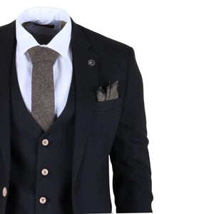 IM32 - Men's Black 3 Piece Tailored Fit Suit-TruClothing