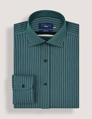 Camisa Dobby Rayas Verde Mar Hombre - Brian Oak - 2