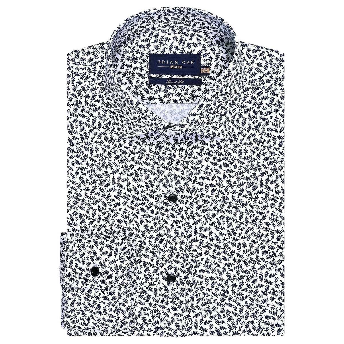 Chemise blanche homme imprimé feuille monochrome - Brian Oak - 1