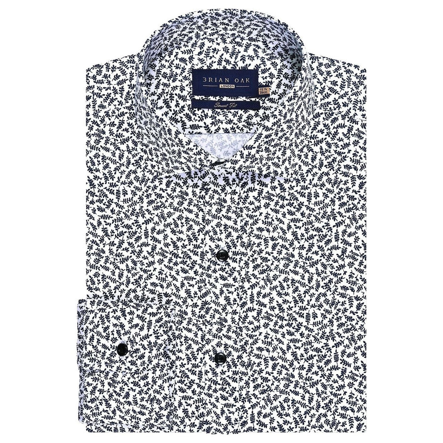 Chemise blanche homme imprimé feuille monochrome - Brian Oak - 1