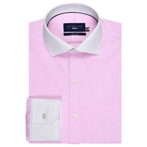 Chemise à carreaux col et poignets contrastés rose homme - Brian Oak - 1