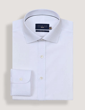 Men's White Floral Textured Smart Fit Shirt - Brian Oak - 3