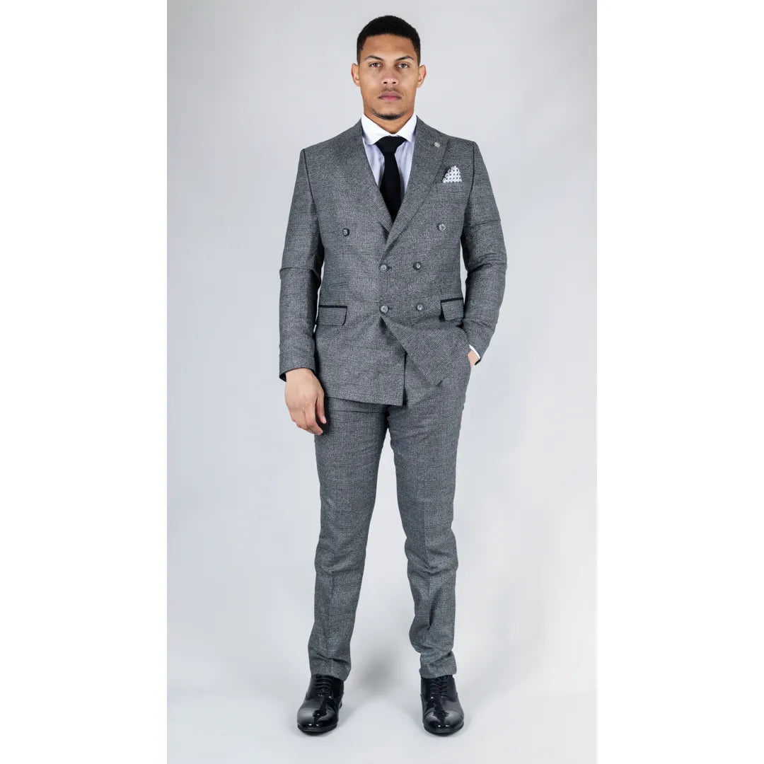 STZ90 - traje de 2 piezas de doble pecho gris de hombres para hombres