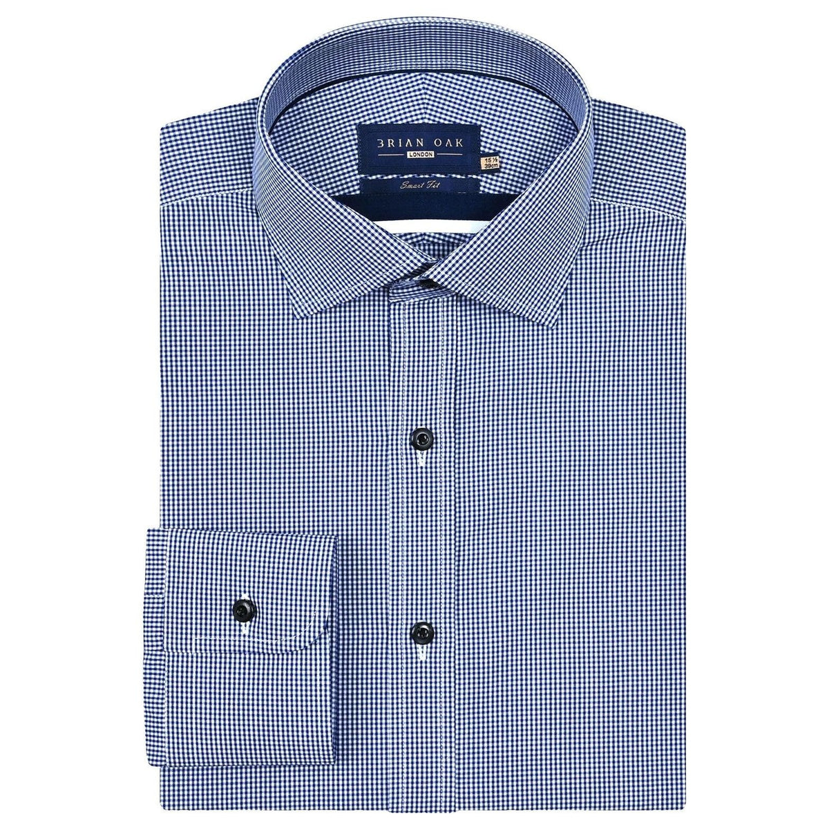 Men's Royal Blue Mini Check Shirt - Brian Oak - 1