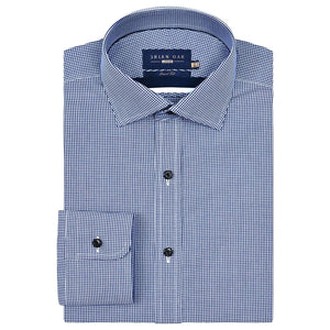 Men's Royal Blue Mini Check Shirt - Brian Oak - 1