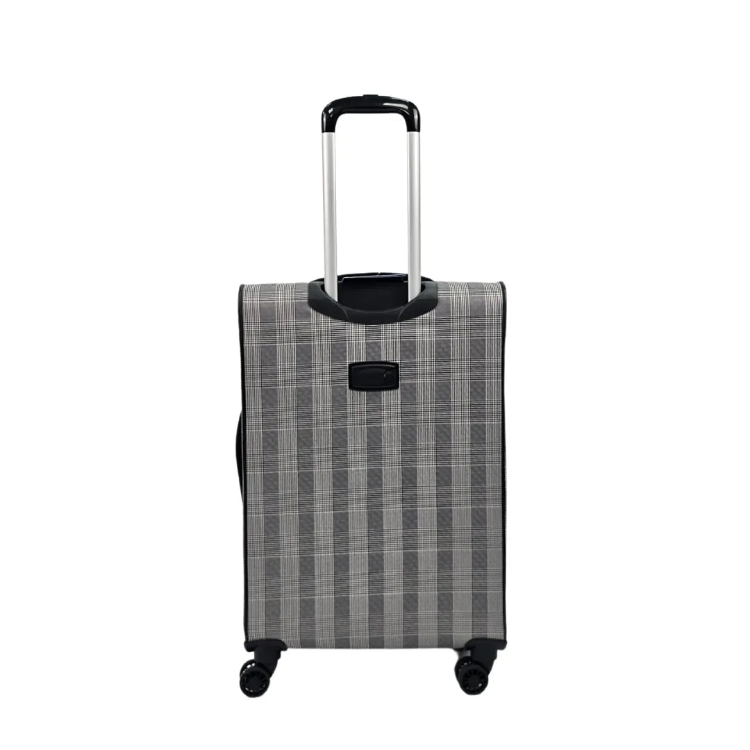 Soft Shell Butterfly Leaf Check Print Suitcase
