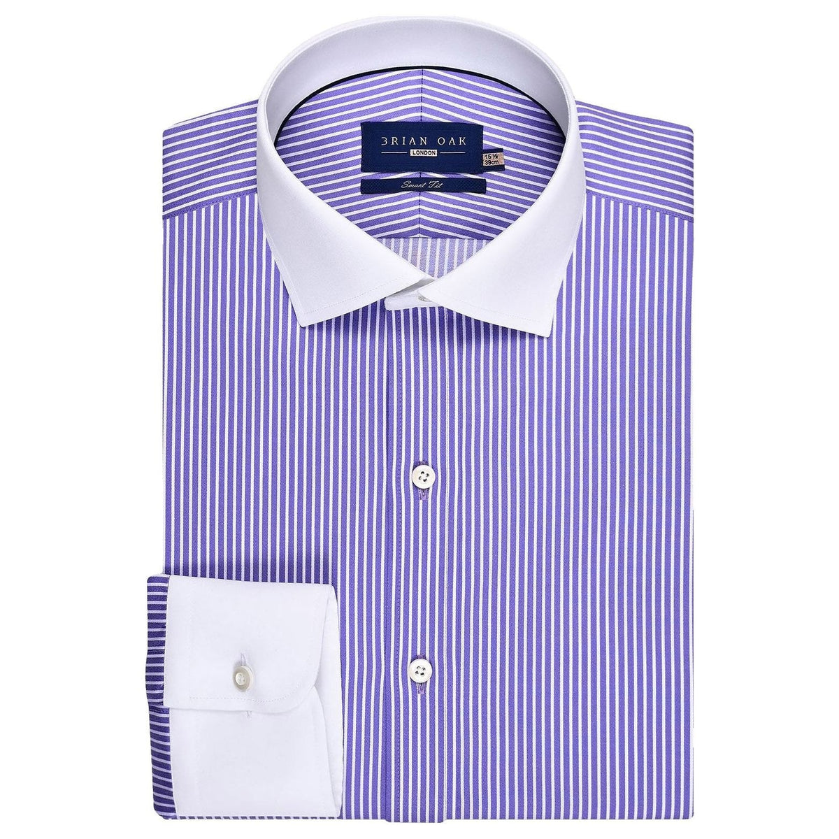 Men's Violet Stripe Shirt with Contrast Collar - Brian Oak - 1