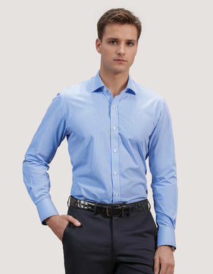 Camicia da Uomo Formale Righe Verticali Blu Cielo - Brian Oak - 2