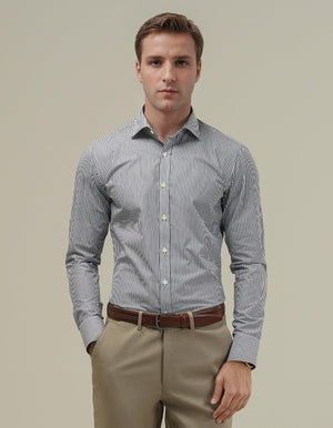Chemise formelle rayée noir et blanc homme coton - Brian Oak - 2