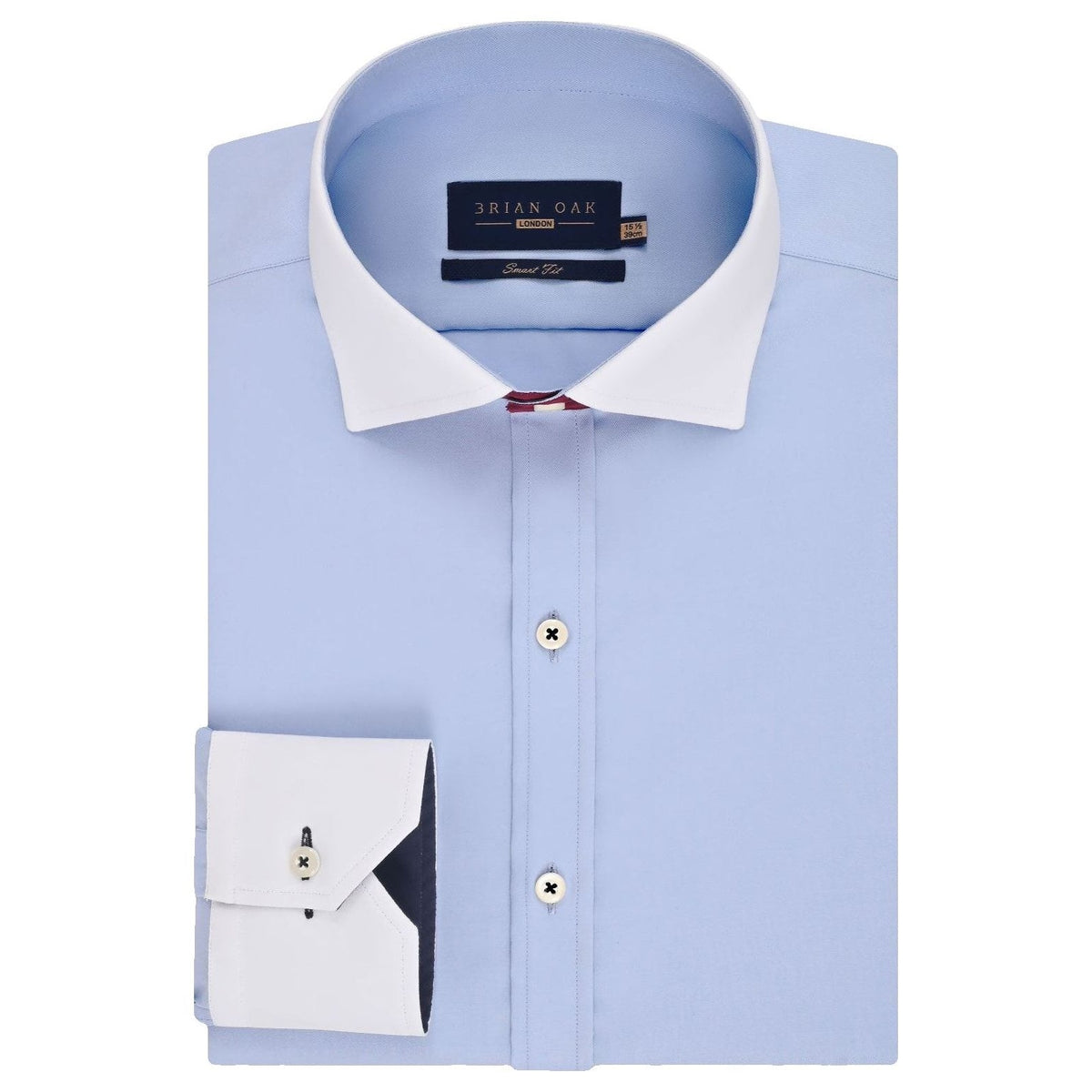 Men's Powder Blue Formal Shirt with White Collar & Cuffs - Brian Oak - 1