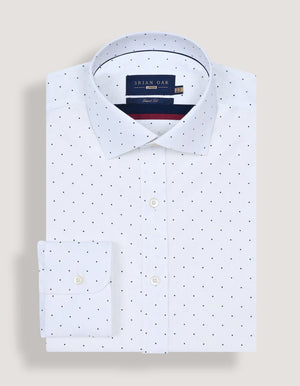 Men's Navy Dotted White Dress Shirt - Brian Oak - 3