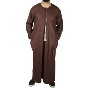 Men's Thobe Jubba String Tassel Emirati Omani Kaftan-TruClothing