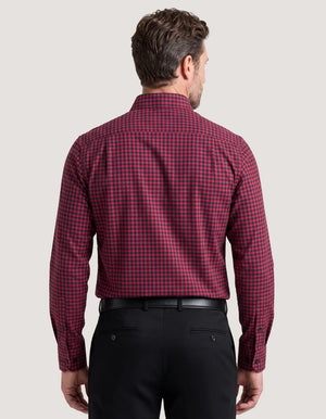 Chemise formelle à carreaux rouge marine coton homme - Brian Oak - 4