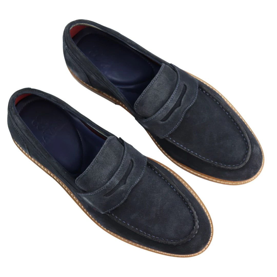 Mens Real Full Suede Slip On Loafers Boat Shoes Smart Casual Classic Comfort Fit