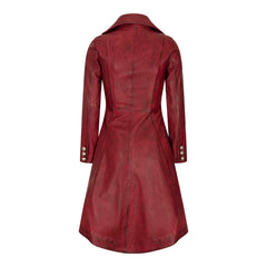 Manteau en cuir pour femme style gothique queue de pie veston croisé trench