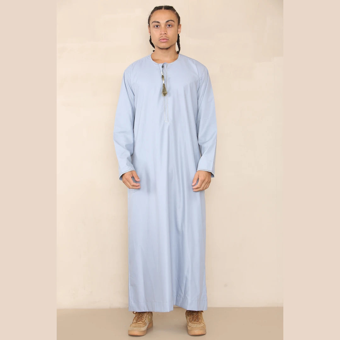 Vestimenta musulmana y arabe Jubba de algodón con borla para hombre