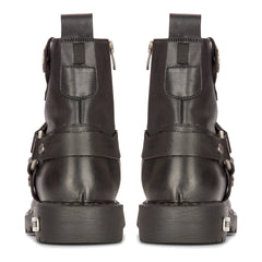 Boots bottines pour homme style biker western punk rock bout en métal cuir noir