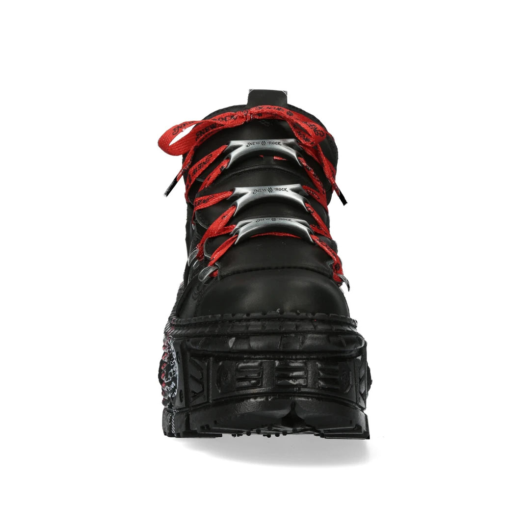 New Rock Stiefel WALL106-C9 Unisex Metallic Schwarz Leder Plattform Gothic Boots