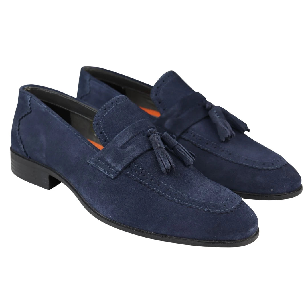 Mens Slip On Loafer Shoes Tassel Real Suede Smart Casual Dress Driving Classic