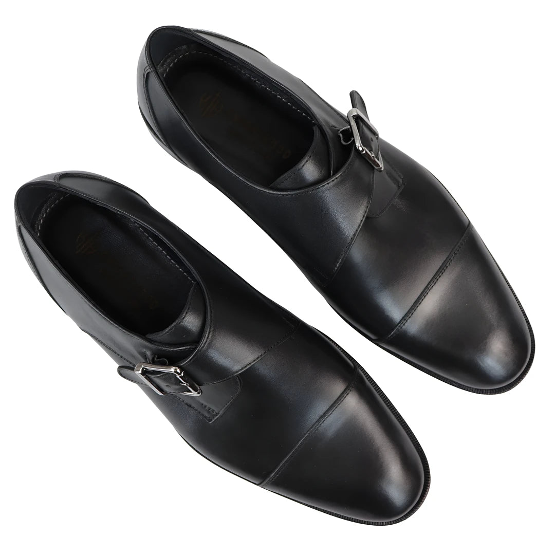Zapatos de monje de cuero para hombres hebilla lateral