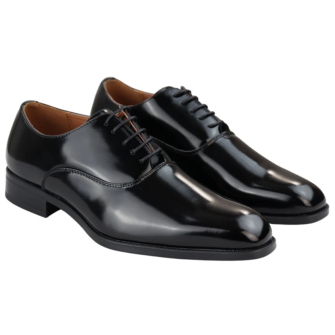 Mens Smart Formal Patent Oxford Shoes Shiny Laced Classic Round Toe Dress