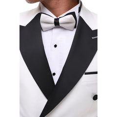 Smoking à veston croisé costume de soirée cérémonie mariage noir et blanc classique