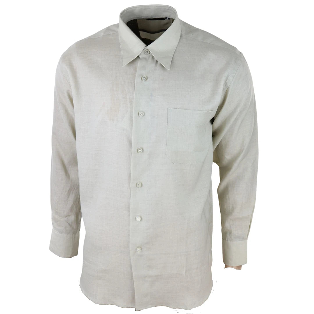 Camisa de verano de lino para hombres tela transpirable manga completa