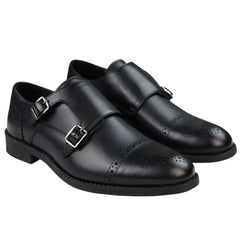 Chaussures à boucle pour homme cuir noir ou marron clair style chic décontracté