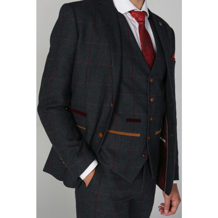 Madrid - Men's Blue Tweed Waistcoat-TruClothing