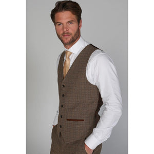 Ralph - Men's Tweed Brown Waistcoat-TruClothing