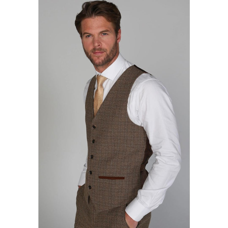 Ralph - Men's Tweed Brown Waistcoat-TruClothing