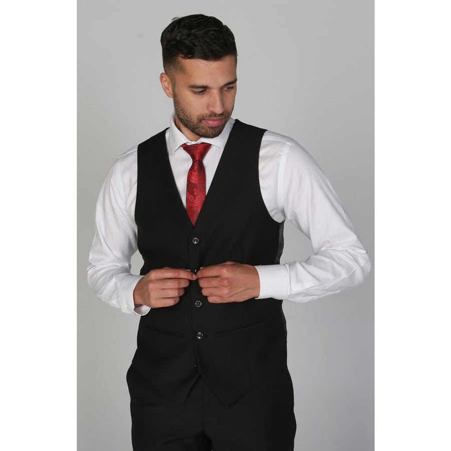 Parker - Men's Plain Black Waistcoat-TruClothing