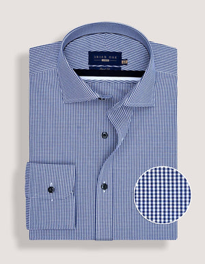 Men's Navy Checkered Dress Shirt - Brian Oak - 5