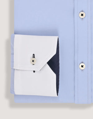 Men's Powder Blue Formal Shirt with White Collar & Cuffs - Brian Oak - 4