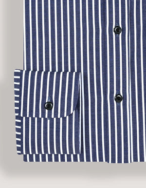 Marineblau gestreiftes Baumwollhemd Herren - Brian Oak - 4