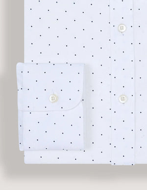 Men's Navy Dotted White Dress Shirt - Brian Oak - 4